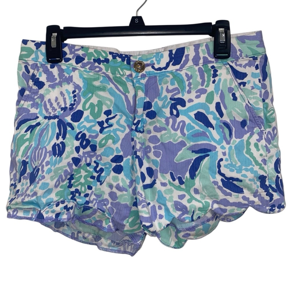 Lilly Pulitzer The Buttercup Shorts In Nice Ink Size 6 Scallop Hem Blue White